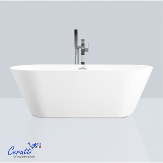Акриловая ванна отдельностоящая Ceruttispa RESIA150 белая, со сливом-переливом (1500x750x580)