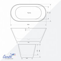 Акриловая ванна отдельностоящая Ceruttispa RESIA160 белая, со сливом-переливом (1600x750x560)