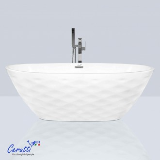 Акриловая ванна отдельностоящая Ceruttispa TONIA170 белая, со сливом-переливом (1700x750x600)