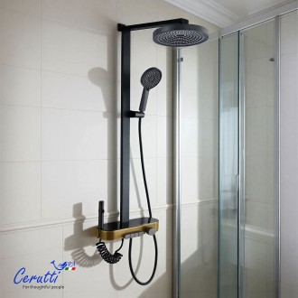Душевая стойка Ceruttispa НЕВИО NEVIO цвет графит, с LED подсветкой