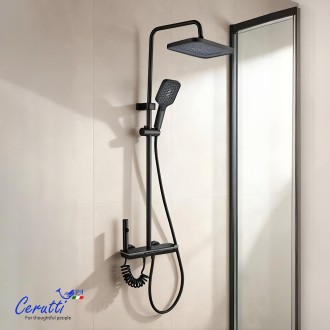 Душевая стойка Ceruttispa (DECIO) цвет графит, с LED подсветкой