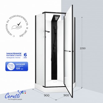 Душевая кабина Ceruttispa CHIKA901BF 90x90x215-225