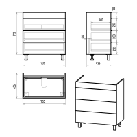 Тумба с раковиной Brevita Gloster 80 см с доводчиком, скрытого монтажа